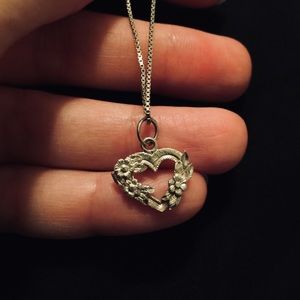 Vintage Sterling Silver Heart Necklace